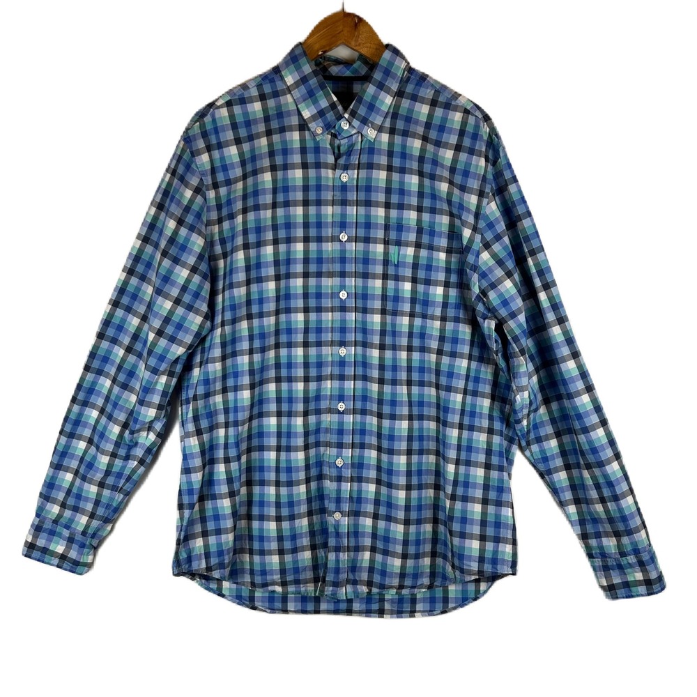 Johnnie-O Mens Plaid Long Sleeve‎ Button Down Shirt XL 100% Egyptian Cotton